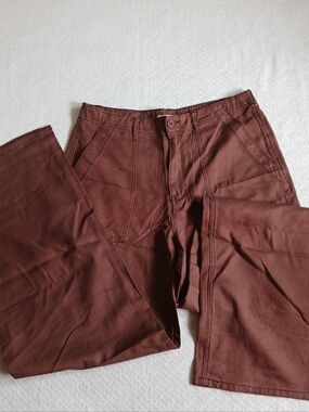 kensie ♡ high rise wide leg cappaccino trousers brown 10/30 cargo gorpcore